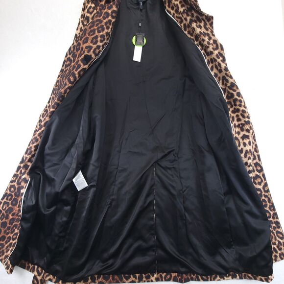 BCBGMAXAZRIA Leopard Trench Coat Large Brown Black New NWT $298 Water resistant - Picture 4 of 10